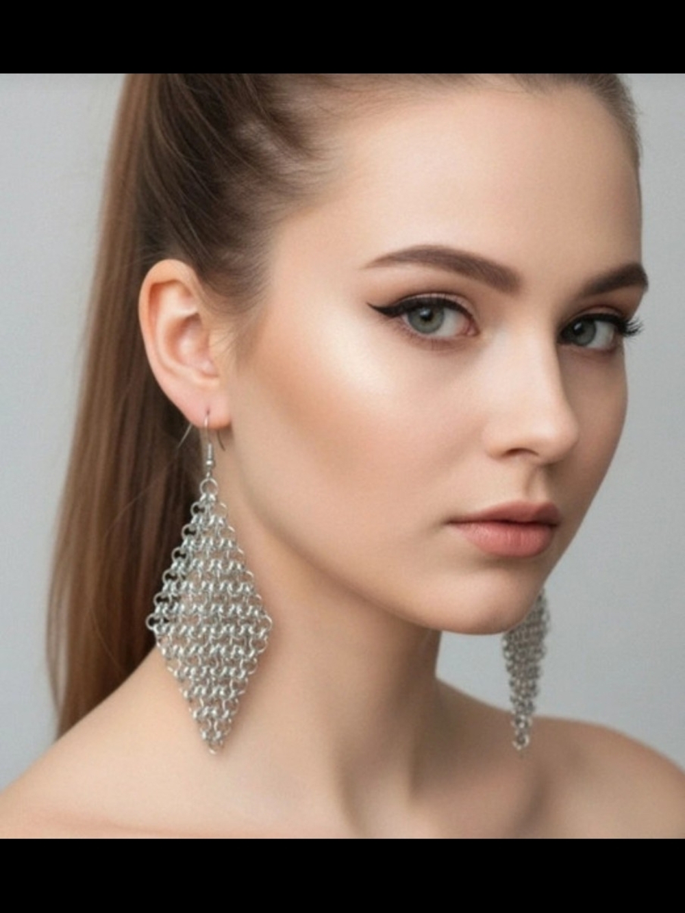 Silver Woven Chain Drop Earrings - Women Jewelry NWOTS